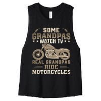 Some Grandpas Watch TV Real Grandpas Ride Motorcycles Women's Racerback Cropped Tank