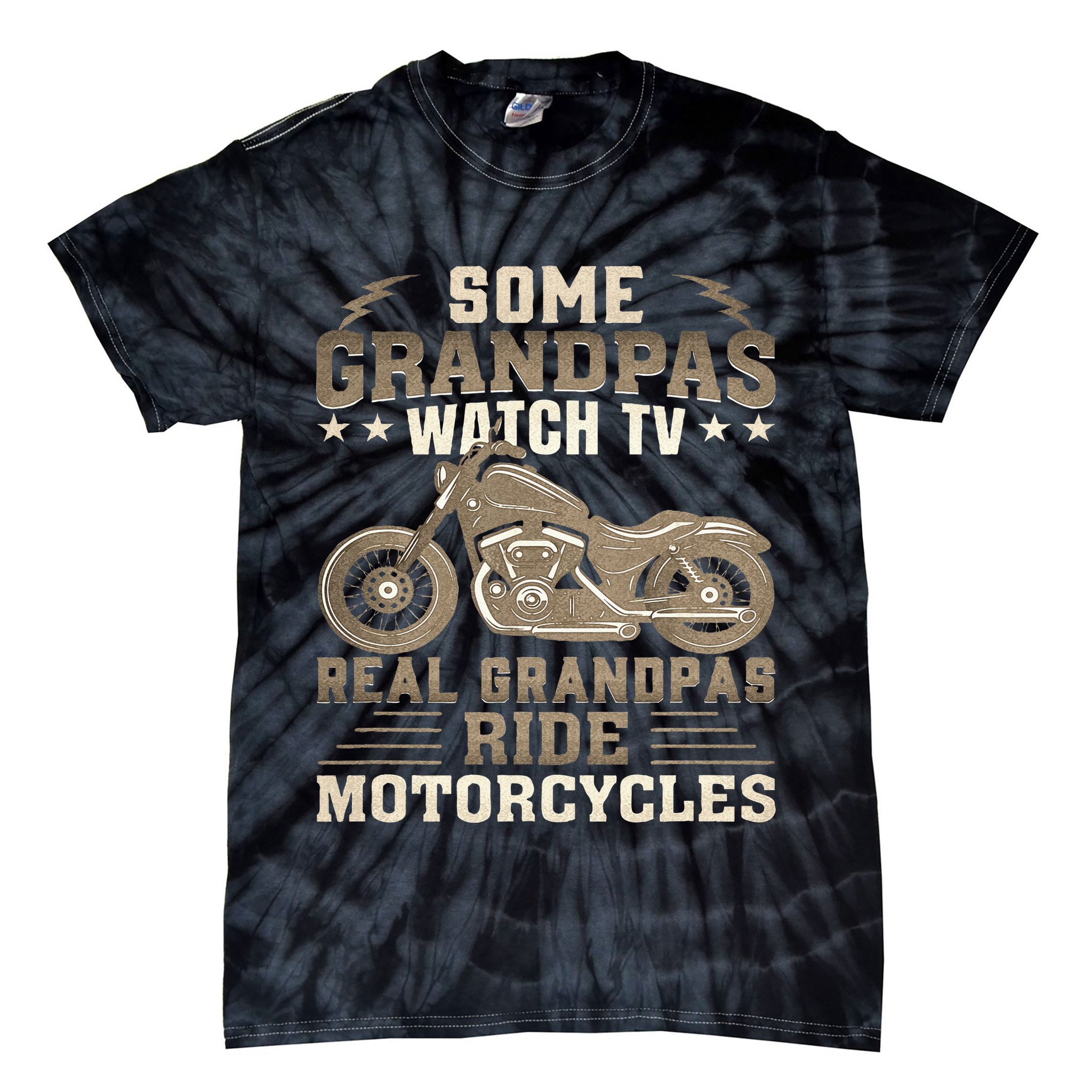 Some Grandpas Watch TV Real Grandpas Ride Motorcycles Tie-Dye T-Shirt