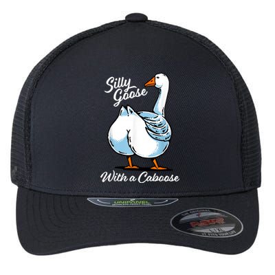 Silly Goose With A Caboose Funny Flexfit Unipanel Trucker Cap