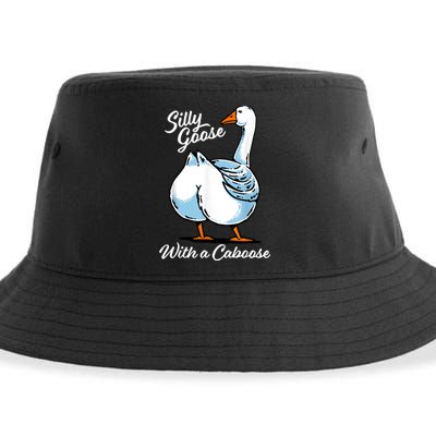 Silly Goose With A Caboose Funny Sustainable Bucket Hat