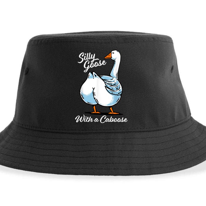 Silly Goose With A Caboose Funny Sustainable Bucket Hat