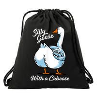 Silly Goose With A Caboose Funny Drawstring Bag