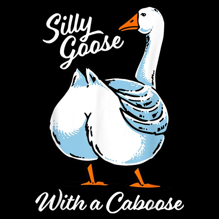 Silly Goose With A Caboose Funny Drawstring Bag
