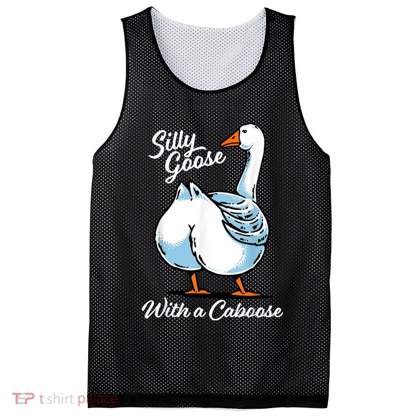 Silly Goose With A Caboose Funny Mesh Reversible Basketball Jersey Tank