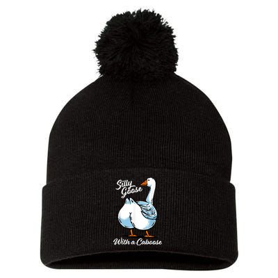 Silly Goose With A Caboose Funny Pom Pom 12in Knit Beanie