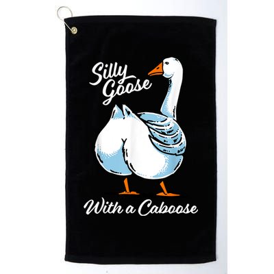 Silly Goose With A Caboose Funny Golf Towel