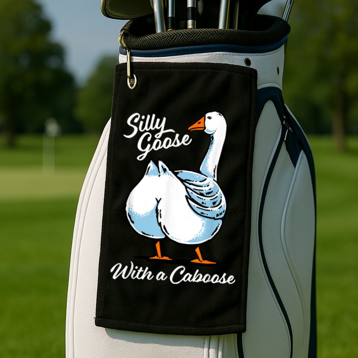 Silly Goose With A Caboose Funny Golf Towel