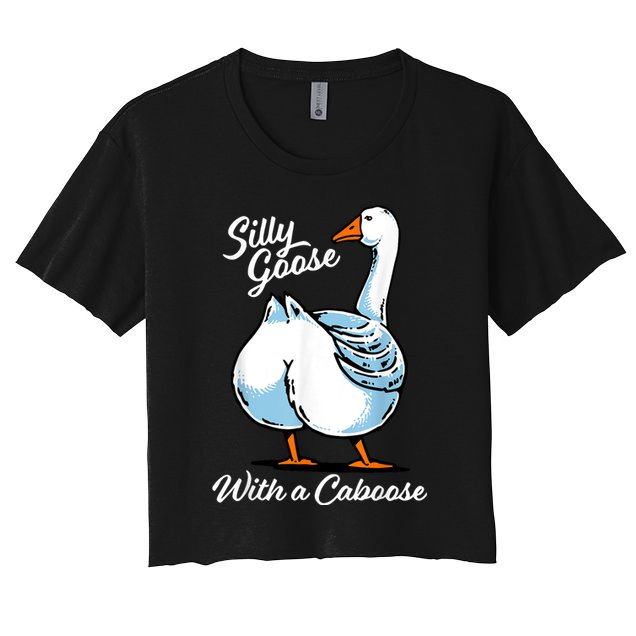 Silly Goose With A Caboose Funny Crop Top