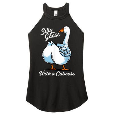 Silly Goose With A Caboose Funny Women's Perfect Tri Rocker Tank