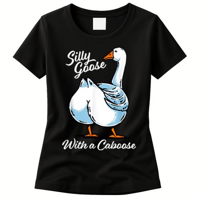 Silly Goose With A Caboose Funny Womens T-Shirt
