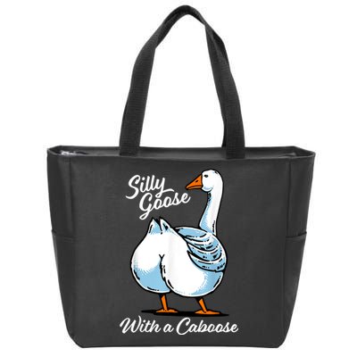 Silly Goose With A Caboose Funny Zip Tote Bag