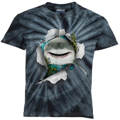 Shark Great White Shark Deep Sea Fishing Funny Shark Kids Tie-Dye T-Shirt