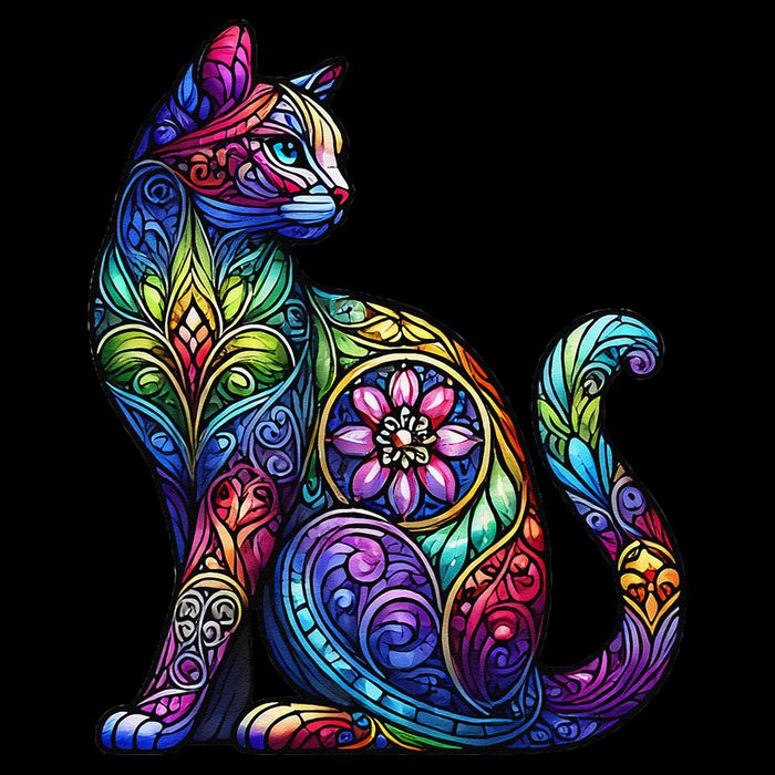 Stained Glass Window Cat Art 16 in Basic Backpack