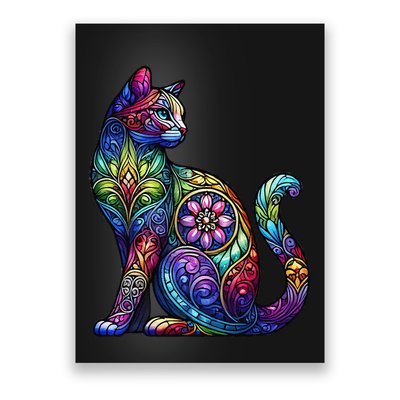 Stained Glass Window Cat Art Poster