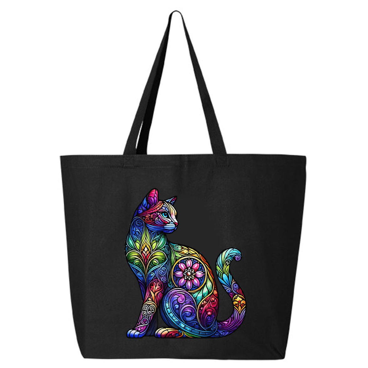 Stained Glass Window Cat Art 25L Jumbo Tote
