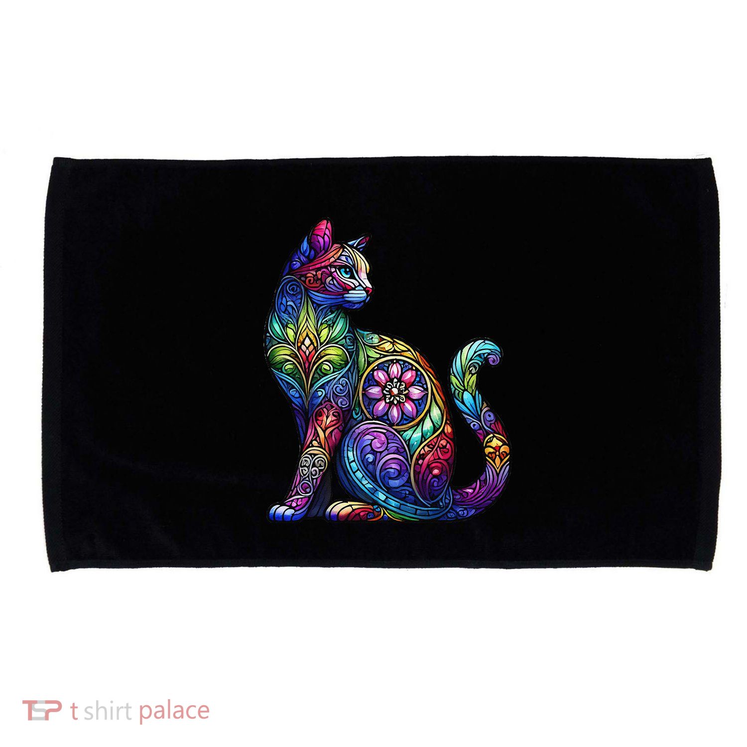 Stained Glass Window Cat Art Microfiber Hand Towel