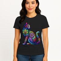 Stained Glass Window Cat Art Womens T-Shirt