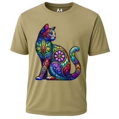 Stained Glass Window Cat Art Performance Shirt