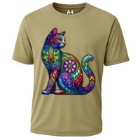 Stained Glass Window Cat Art Cooling Performance Crew T-Shirt