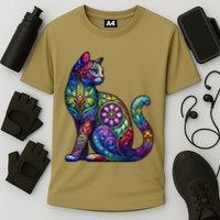 Stained Glass Window Cat Art Cooling Performance Crew T-Shirt
