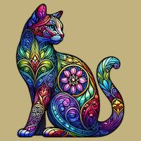 Stained Glass Window Cat Art Cooling Performance Crew T-Shirt