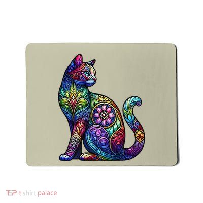 Stained Glass Window Cat Art Mousepad