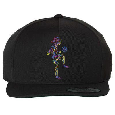 Soccer Girl Women Players Wool Snapback Cap