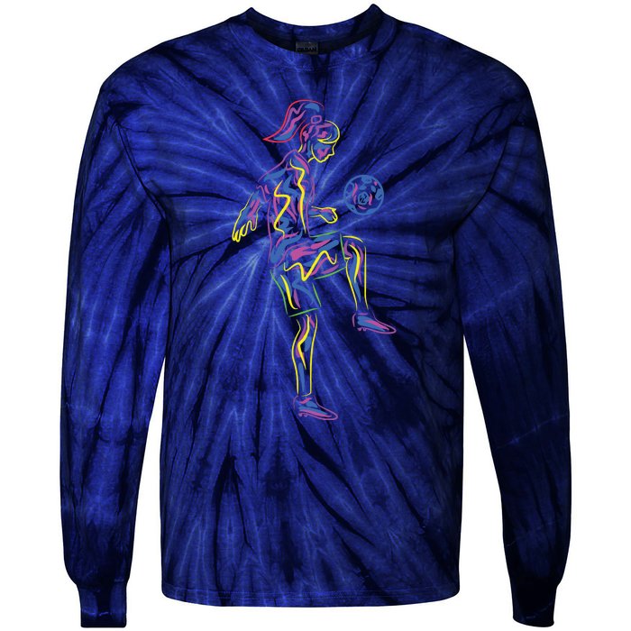 Soccer Girl Women Players Tie-Dye Long Sleeve Shirt