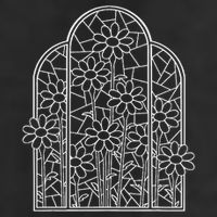 Stained Glass Wildflower Flower Kaleidoscope Church Window 7 Panel Mesh Trucker Snapback Hat