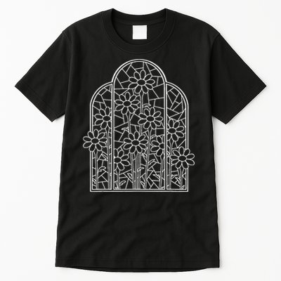 Stained Glass Wildflower Flower Kaleidoscope Church Window Tall T-Shirt
