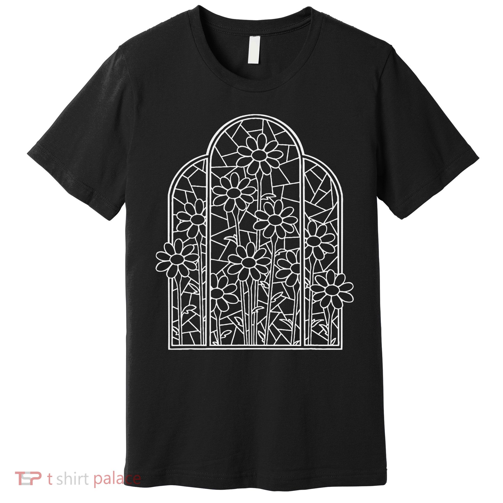 Stained Glass Wildflower Flower Kaleidoscope Church Window Premium T-Shirt