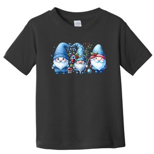 Snowman Gonomies With Snowflakes Cute Winter Gnome Toddler T-Shirt