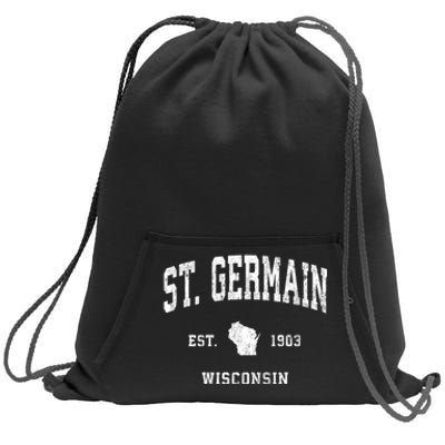 St. Germain Wisconsin Wi Vintage Athletic Sports Sweatshirt Cinch Pack Bag