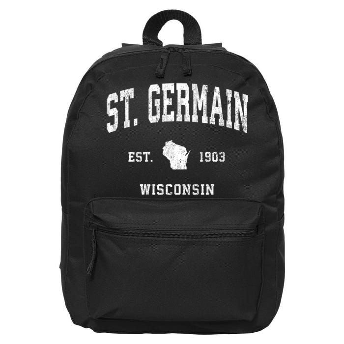 St. Germain Wisconsin Wi Vintage Athletic Sports 16 in Basic Backpack