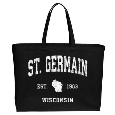 St. Germain Wisconsin Wi Vintage Athletic Sports Cotton Canvas Jumbo Tote