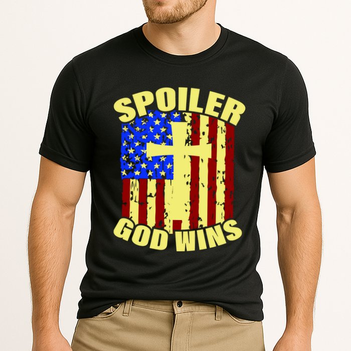 Spoiler God Wins American Flag Cooling Performance Crew T-Shirt