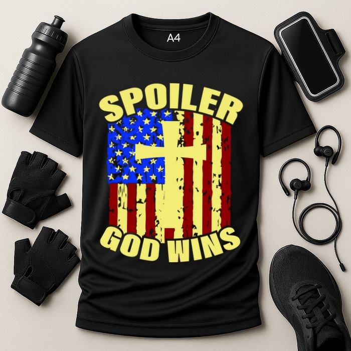Spoiler God Wins American Flag Cooling Performance Crew T-Shirt