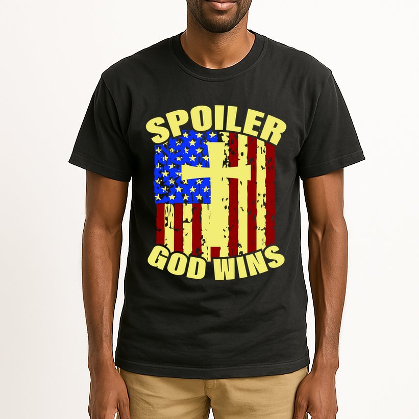 Spoiler God Wins American Flag Tall T-Shirt