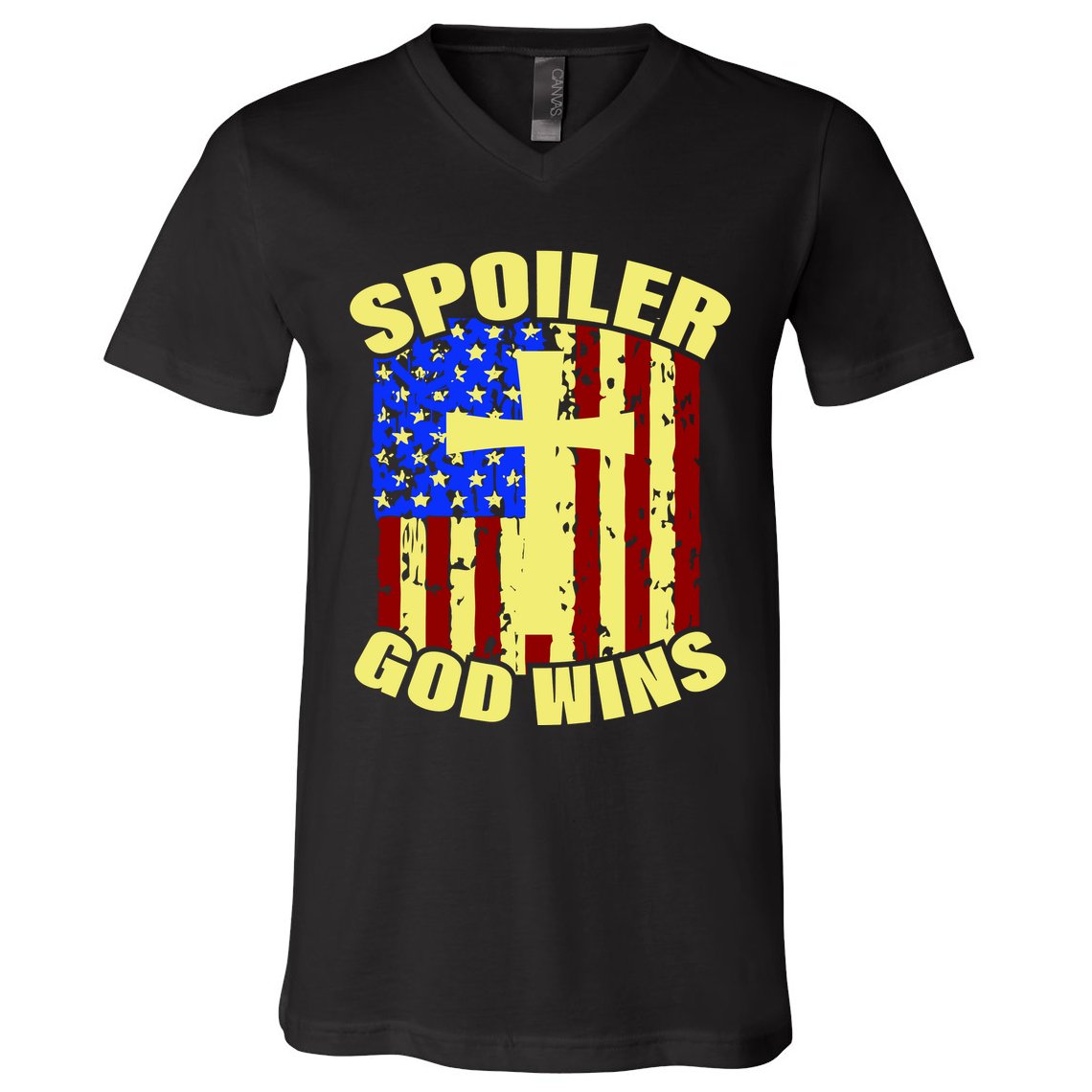 Spoiler God Wins American Flag V-Neck T-Shirt
