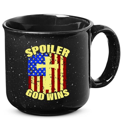 Spoiler God Wins American Flag 15oz Campfire Ceramic Mug