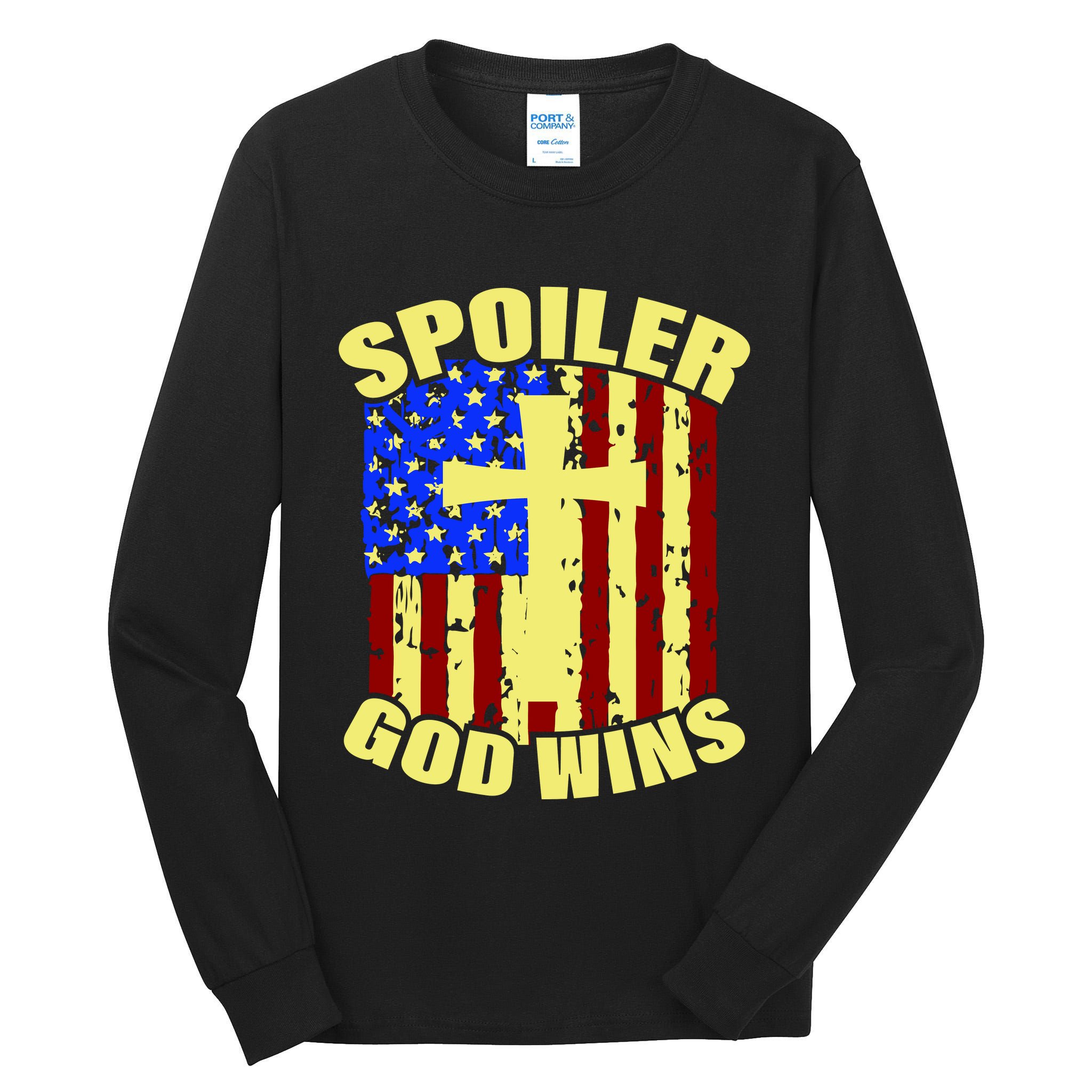 Spoiler God Wins American Flag Tall Long Sleeve T-Shirt