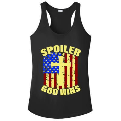 Spoiler God Wins American Flag Ladies PosiCharge Competitor Racerback Tank