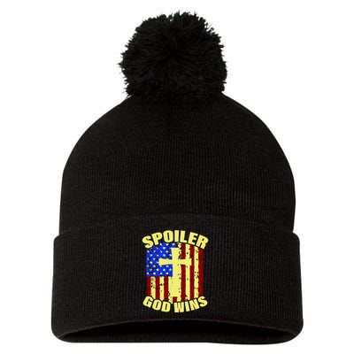Spoiler God Wins American Flag Pom Pom 12in Knit Beanie