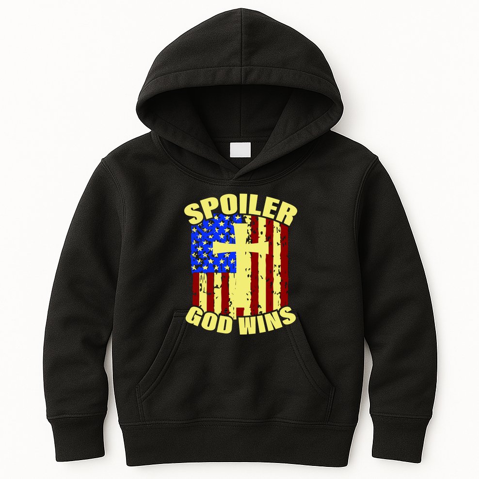 Spoiler God Wins American Flag Kids Hoodie
