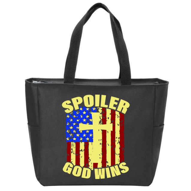 Spoiler God Wins American Flag Zip Tote Bag