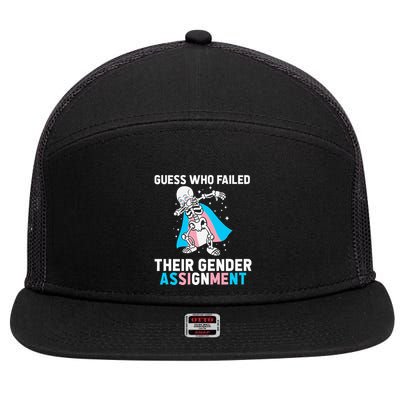 Skeleton Guess Who Failed Their Gender Assignment 7 Panel Mesh Trucker Snapback Hat