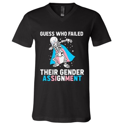 Skeleton Guess Who Failed Their Gender Assignment V-Neck T-Shirt