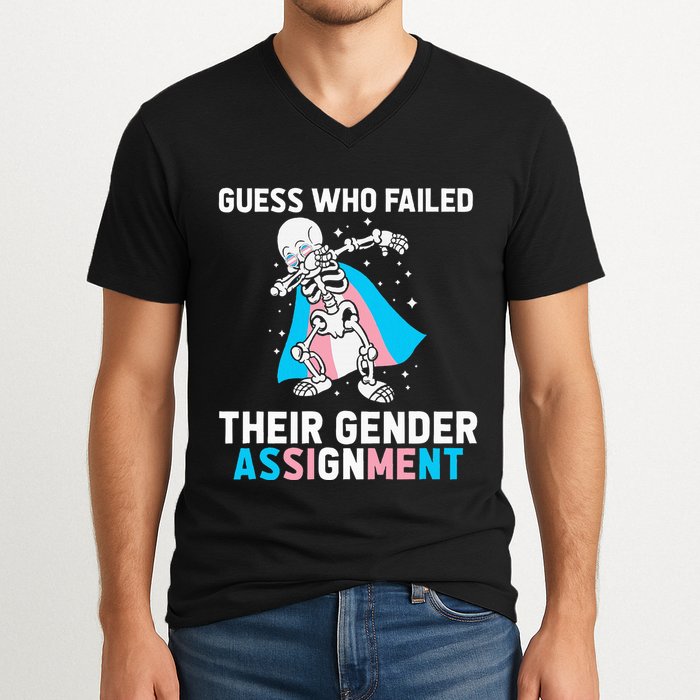 Skeleton Guess Who Failed Their Gender Assignment V-Neck T-Shirt