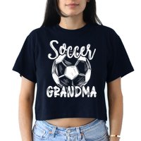 Soccer Grandma Wo Family Matching Team Player Soccer Ball Women's Crop Top Tee