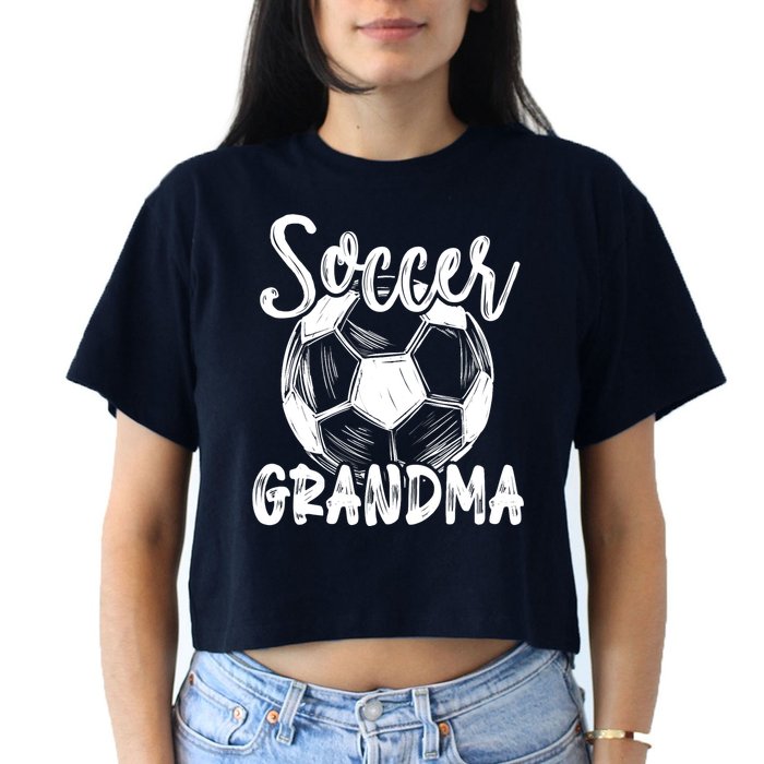 Soccer Grandma Wo Family Matching Team Player Soccer Ball Women's Crop Top Tee